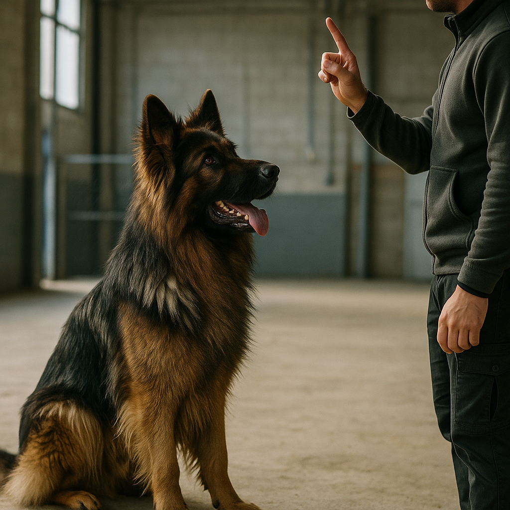 Altdeutscher Schäferhund en séance de dressage
