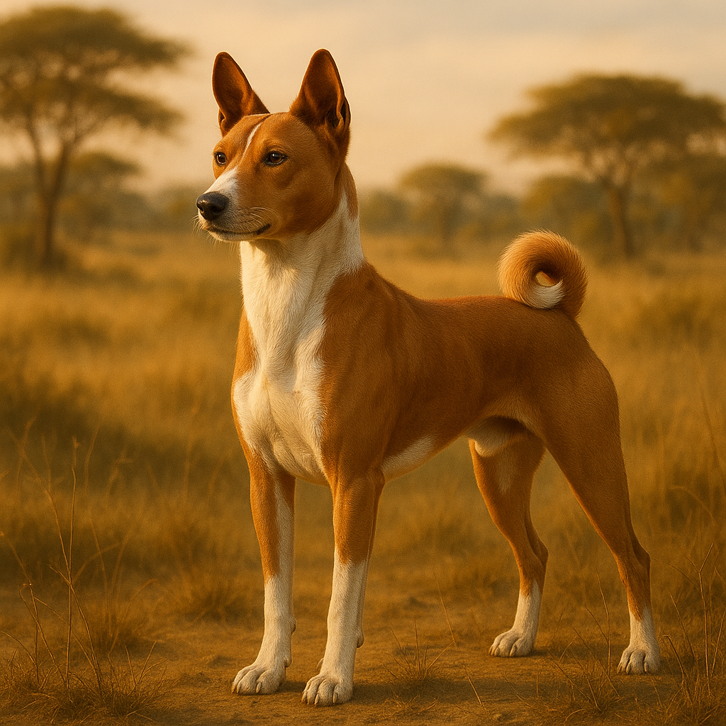Basenji dans la savane africaine