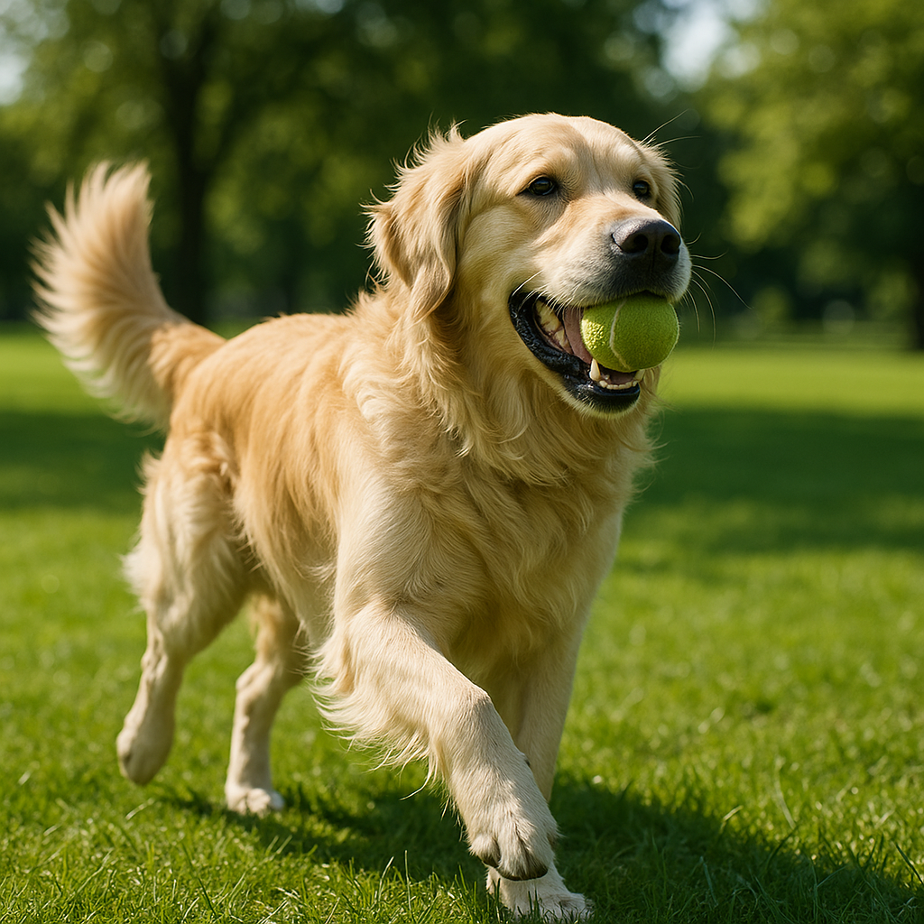 Golden Retriever jouant dans le parc
