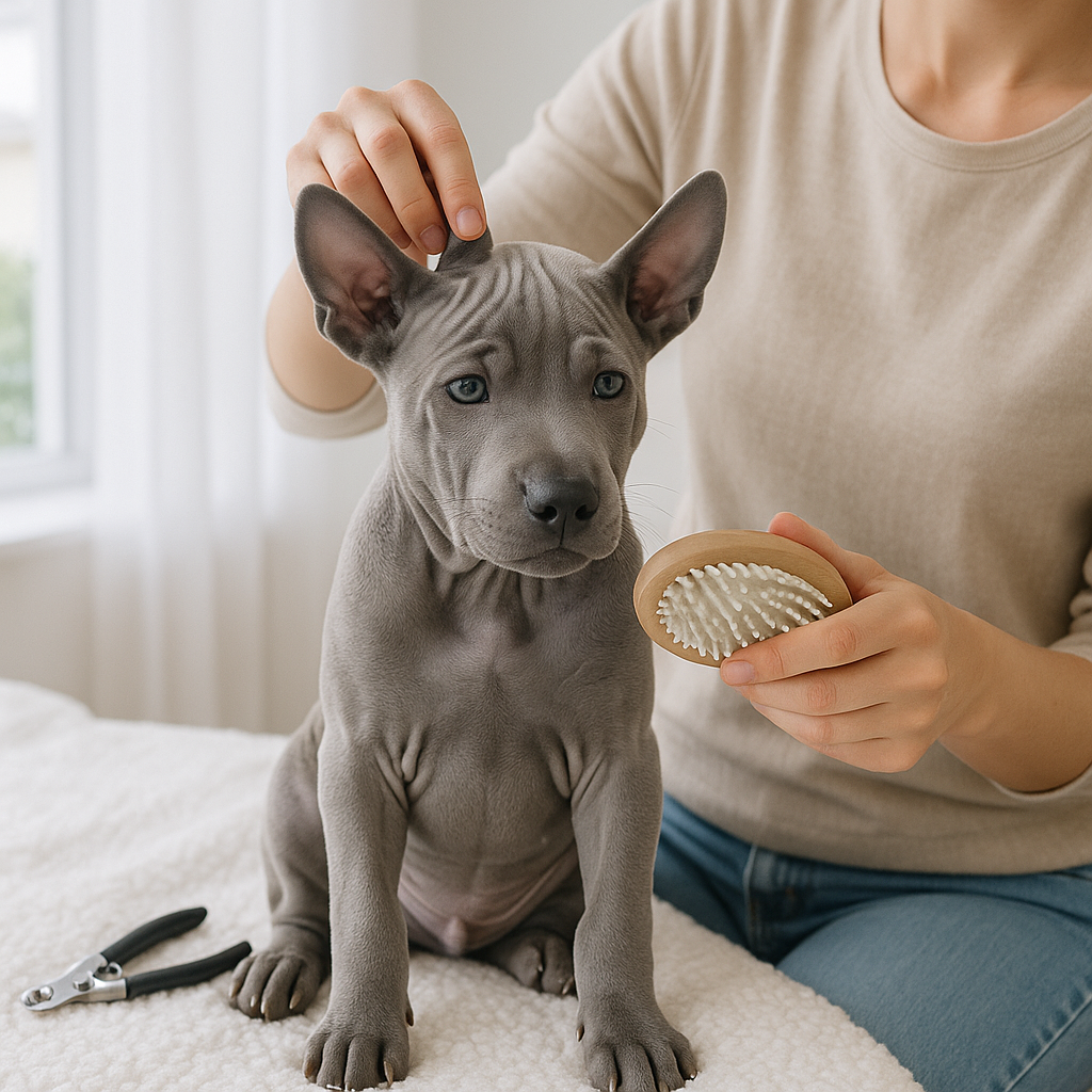 Chiot Thai Ridgeback recevant des soins