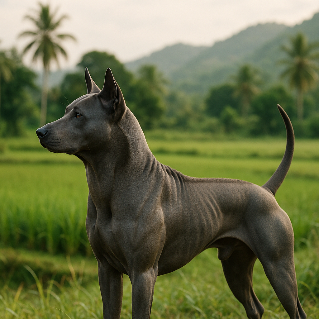 Profil d'un chien Thai Ridgeback debout