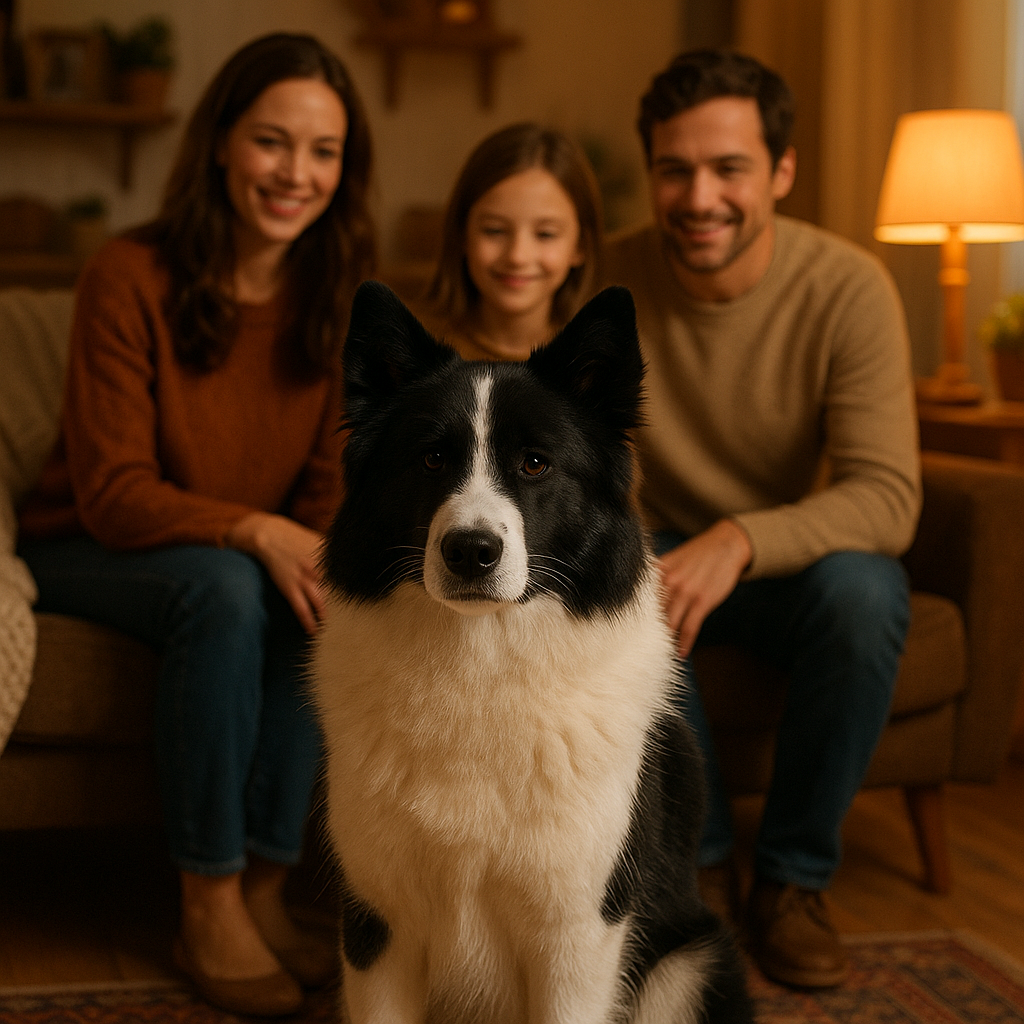 Yakutian Laika calme à la maison avec sa famille
