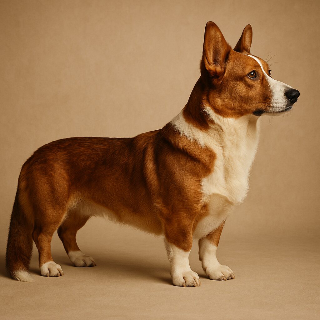 Portrait profil Cardigan Welsh Corgi avec queue